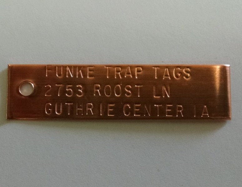 Imprinted Copper Trap Tags